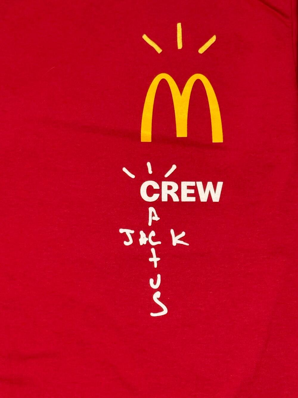 Travis Scott x McDonald’s — “Cactus Jack CREW” Employee T-Shirt — Red — Size M